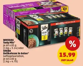 PENNY WHISKAS Tasty Mix oder SHEBA Delikatesse in Gelee Angebot