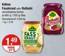 V Markt Kühne Fasskraut oder Rotkohl Angebot