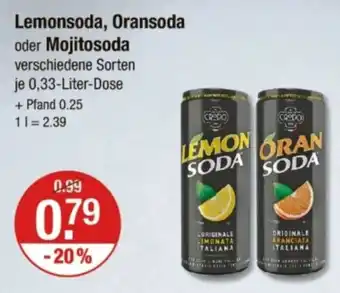 V Markt Lemonsoda, Oransoda oder Mojitosoda Angebot