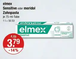 V Markt elmex Sensitive oder meridol Zahnpasta Angebot