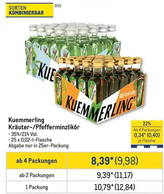 METRO Kuemmerling Kräuter-/Pfefferminzlikör Angebot