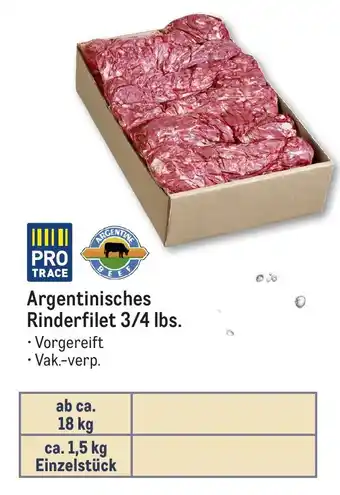 METRO Argentinisches Rinderfilet 3/4 lbs. Angebot