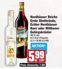 AEZ Nordhäuser Reiche Ernte Obstbrände, Echter Nordhäuser Korn oder Wilthener Gebirgskräuter Angebot