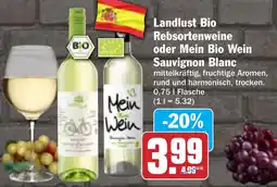 AEZ Landlust Bio Rebsortenweine oder Mein Bio Wein Sauvignon Blanc Angebot