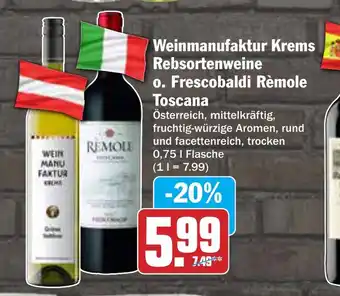 AEZ Weinmanufaktur Krems Rebsortenweine o. Frescobaldi Rèmole Toscana Angebot