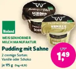 Biomarkt WEISSENHORNER MILCH MANUFAKTUR Pudding mit Sahne Angebot