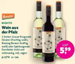 Biomarkt demeter BIOVITIS Wein aus der Pfalz Angebot