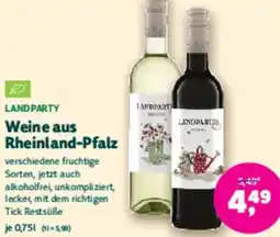 Biomarkt LAND PARTY Weine aus Rheinland-Pfalz Angebot