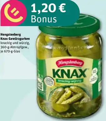 REWE Hengstenberg Knax Gewürzgurken Angebot