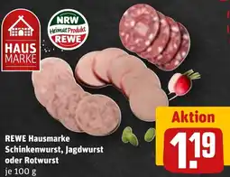 REWE REWE Hausmarke Schinkenwurst, Jagdwurst oder Rotwurst Angebot