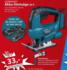 Sonderpreis Baumarkt GERMANIA Akku-Stichsäge 20 V Angebot