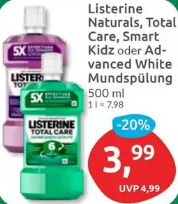 Budni Listerine Naturals, Total Care, Smart Kidz oder Advanced White Mundspülung Angebot