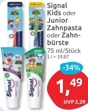 Budni Signal Kids oder Junior Zahnpasta oder Zahnbürste Angebot