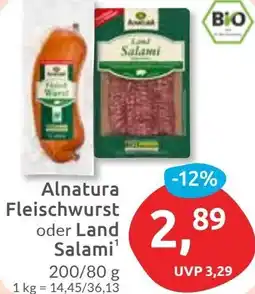 Budni Alnatura Fleischwurst oder Land Salami Angebot