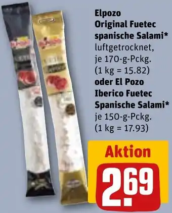 REWE Elpozo Original Fuetec spanische Salami oder El Pozo Iberico Fuetec Spanische Salami Angebot