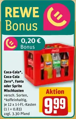 REWE Coca-Cola, Coca-Cola Zero, Fanta oder Sprite Mischkasten Angebot