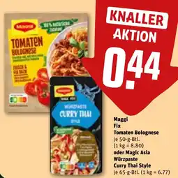 REWE Maggi Fix Tomaten Bolognese oder Magic Asia Würzpaste Curry Thai Style Angebot