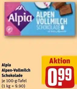 REWE Alpia Alpen-Vollmilch Schokolade Angebot