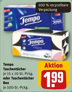 REWE Tempo Taschentücher oder Taschentücher Box Angebot