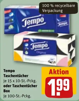 REWE Tempo Taschentücher oder Taschentücher Box Angebot