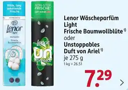 Rossmann Lenor Wäscheparfüm Light Frische Baumwollblüte oder Unstoppables Duft von Ariel Angebot