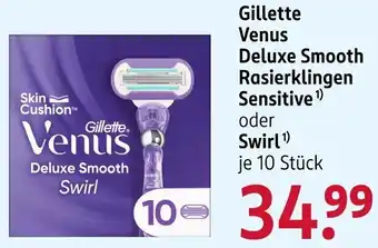 Rossmann Gillette Venus Deluxe Smooth Rasierklingen Sensitive oder Swirl Angebot