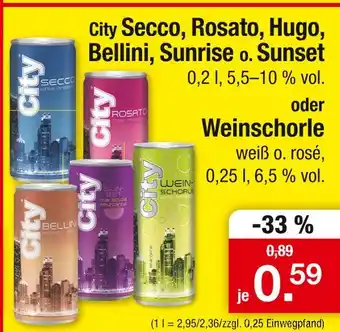 Zimmermann City secco, rosato, hugo, bellini, sunrise o. sunset oder weinschorle Angebot