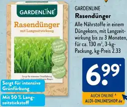 Aldi Süd GARDENLINE Rasendünger Angebot