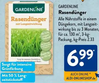 Aldi Süd GARDENLINE Rasendünger Angebot