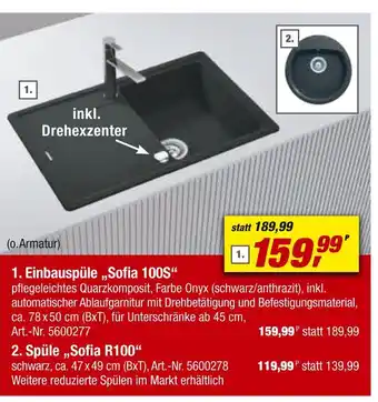 toom Baumarkt Sofia einbauspüle sofia 100s oder spüle sofia r100 Angebot