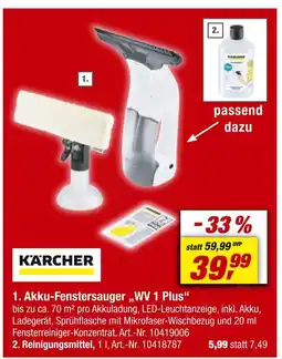 toom Baumarkt Kärcher akku-fenstersauger wv 1 plus Angebot