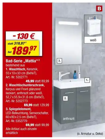 toom Baumarkt Bad-serie „mattia“ Angebot