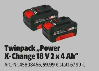 Hagebau Einhell twinpack „power x-change 18 v 2 x 4 ah“ Angebot