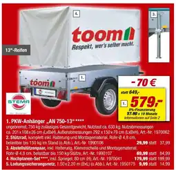 toom Baumarkt Stema pkw-anhänger „an 750-13“ Angebot