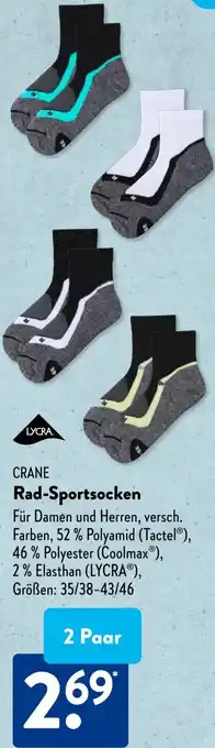 Aldi Süd CRANE Rad-Sportsocken Angebot