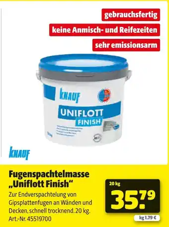 Hagebau Knauf fugenspachtelmasse uniflott finish Angebot