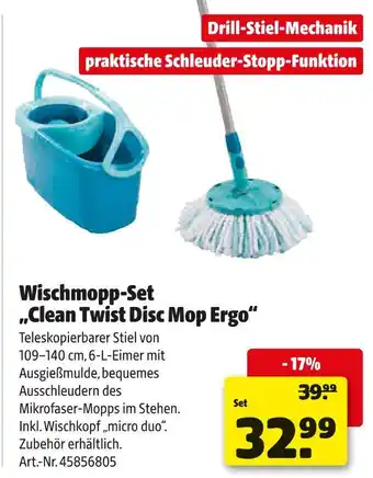 Hagebau Leifheit wischmopp-set clean twist disc mop ergo Angebot