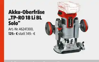 Hagebau Einhell akku-oberfräse „tp-ro 18 li bl solo“ Angebot