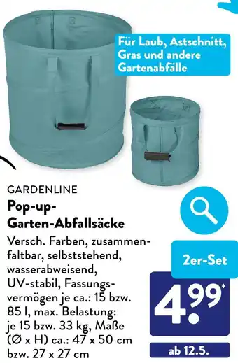 Aldi Süd Gardenline pop-up-garten-abfallsäcke Angebot