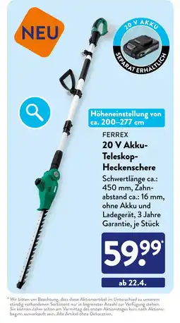 Aldi Süd Ferrex 20 v akku-teleskop-heckenschere Angebot