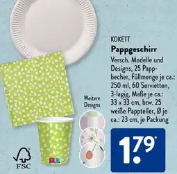 Aldi Süd KOKETT Pappgeschirr Angebot