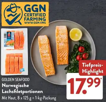 Aldi Süd GOLDEN SEAFOOD Norwegische Lachsfiletportionen Angebot