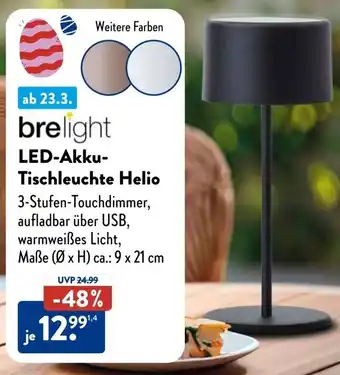 Aldi Süd brelight LED-Akku Tischleuchte Helio Angebot