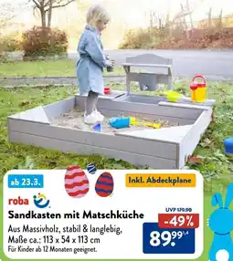 Aldi Süd roba Sandkasten mit Matschküche Angebot