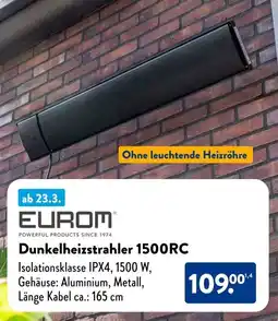 Aldi Süd EUROM Dunkelheizstrahler 1500RC Angebot