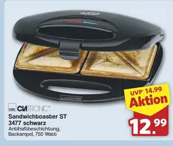 Famila Nord West CHIC CLATRONIC Sandwichtoaster ST 3477 schwarz Angebot