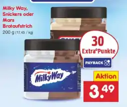 Netto Marken-Discount Milky Way, Snickers oder Mars Brotaufstrich Angebot