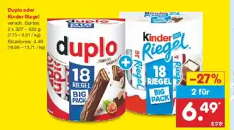 Netto Marken-Discount Duplo oder Kinder Riegel Angebot