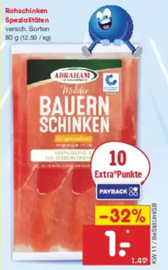 Netto Marken-Discount Rohschinken  Spezialitäten Angebot