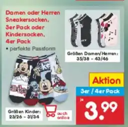 Netto Marken-Discount Damen oder Herren Sneakersocken, 3er Pack oder Kindersocken, Angebot